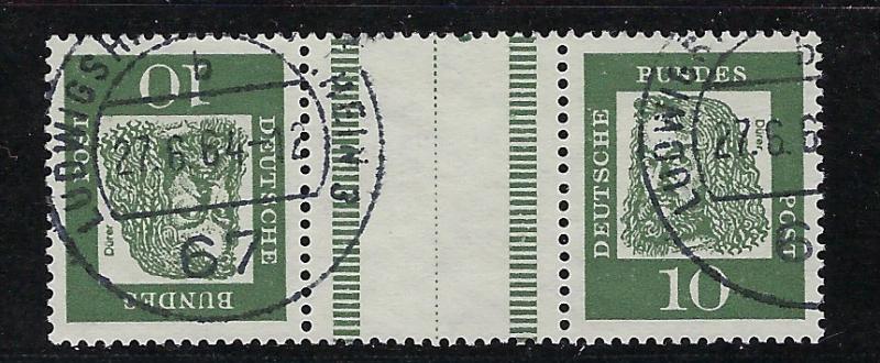 Germany Bund Scott # 827 (2), label, used, tete beche, Mi # KZ1