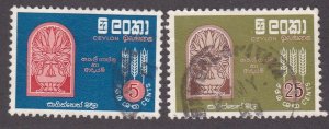 Ceylon # 366-367, Freedom From Hunger, Used, 1/2 Cat.