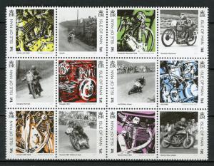 Isle of Man IOM 2018 MNH Great British Motorcycles 12v Block Motoring Stamps