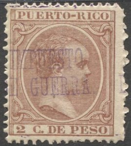 PUERTO RICO 1898 Sc MR6  2c  Alphonso XIII MNH War Tax VF