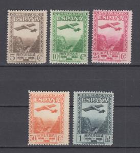 Spain 1931- Full Airmail Set  Plane over Montserrat- Edifil 650/4 MNH Luxe