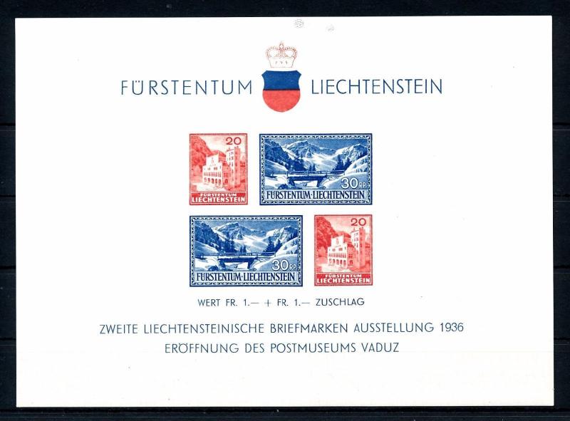 [56140] Liechtenstein 1936 Postal museum opening Stamp expo MNH Original Gum