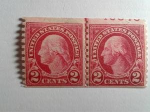 SCOTT # 599 MINT NEVER HINGED VERTICAL COIL  LINE PAIR W/ PARTIAL NUMBERS !!!!