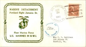 United States Marine Corps 1 1/2c Martha Washington Prexie 1941 Mar. Det. Por...