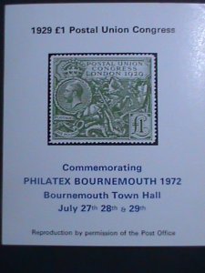 GREAT BRITAIN-1972 PHILATEX BOURNEMOUTH'72 STAMP SHOW  IMPERF -MNH S/S-VF