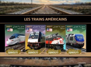 DJIBUTI - 2022 - American Trains - Perf 4v Sheet  - Mint Never Hinged