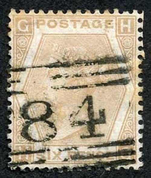 SG123 6d Pale Buff Plate 12 Scarce Stamp fine used