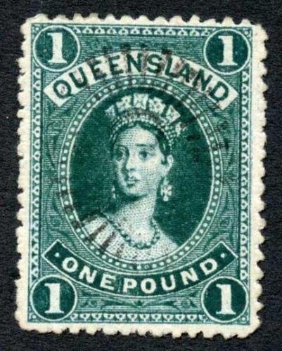 Queensland SG161 One Pound Deep Green wmk 10 Cat 85 pounds 