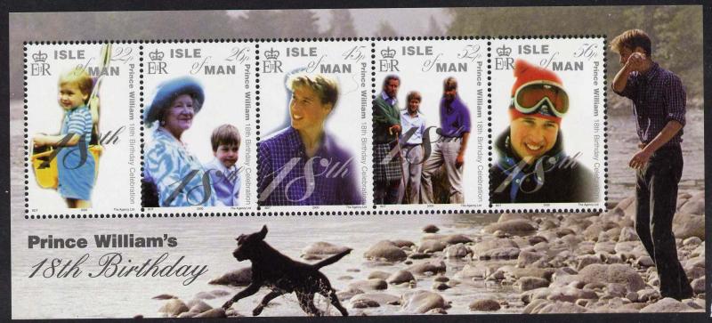 Isle of Man 865 MNH Prince William, The Queen Mother, Dog