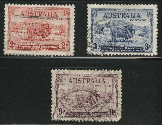 Australia Scott 147-149 Used 1934 Merino sheep set CV$78.50