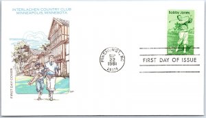 U.S. FIRST DAY COVER BOBBY JONES FAMOUS GOLFER ON HF CACHET 1981