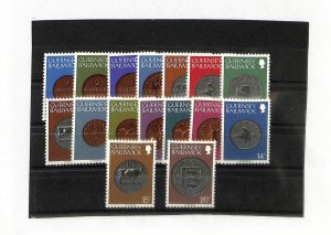 Guernsey, Postage Stamp, #173-188 Mint NH, 1979 Coins on Stamps