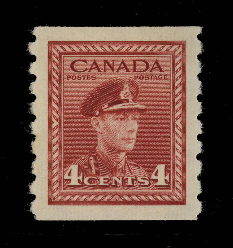 CANADA - 1943 - SG 393 4c CARMINE-LAKE Coil Stamp MINT OGH*