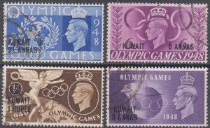 KUWAIT Sc # 84-7 CPL USED SET of 4 - GRT BRTAIN OLYMPIC GAMES OVERPRINTED KUWAIT