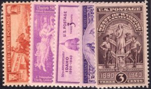 United States Scott #894-98 Mint NH OG. 1940 Complete com.  Beautiful set.