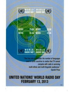 Nevis - 2013 - United Nations World Radio Day - Sheet of 4 Stamps - MNH