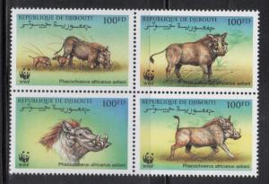 Djibouti 795a-d Wild Animals Mint NH (WWF)