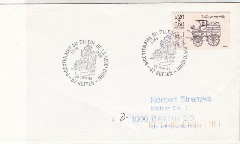 France 1989 Bicentennary of Revolution Slogan Cancels Wagon Stamp Cover Rf 31638