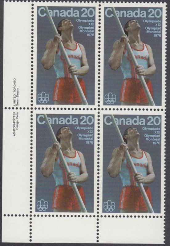 Canada - #664 Olympic Track and Field Sports Plate Block - MNH