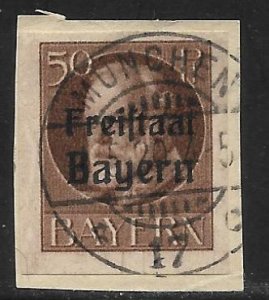 Bavaria - Scott #221 50pf Red brown Imperf  F VF  Used