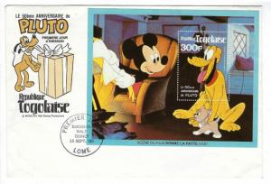 1980 Togolaise First Day Cover - 50 Year Pluto Anniversary - Disney (FF9)