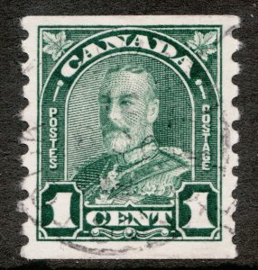 1931 Canada Sc #179 Arch/Leaf KGV 1¢ - Used postage stamp - mute cancel Cv $7.50