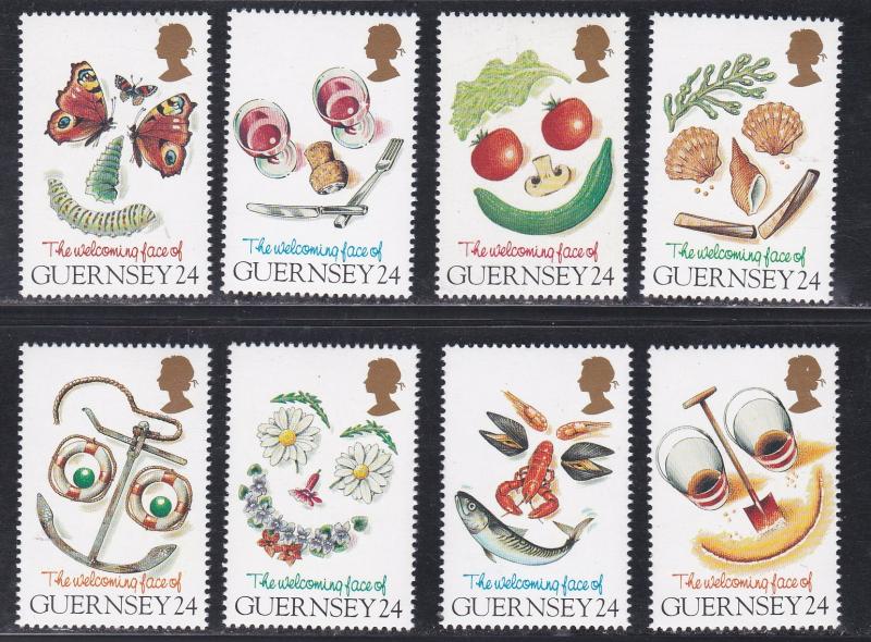 Guernsey # 543-550, Greetings Stamps, Faces of Guernsey, NH, 1/2 Cat.