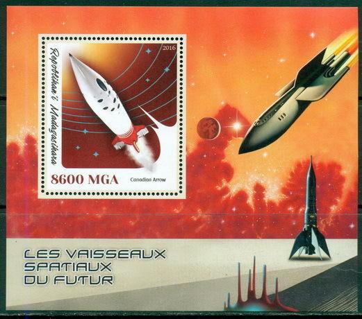 Space Exploration Future Rockets Spacecraft Raumfahrt Madagascar MNH stamp set