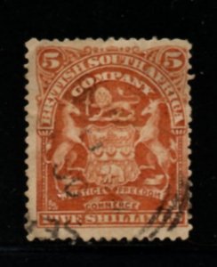 Rhodesia Sc69 1901 5/ orange Coat of Arms stamp used