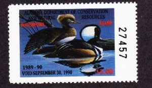 AL11 Alabama #11 MNH State Waterfowl Duck Stamp - 1989 Hooded Merganser