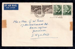 Australia 1953 24d (2 x 9d) Postal History Cover Airmail to UK WS15024