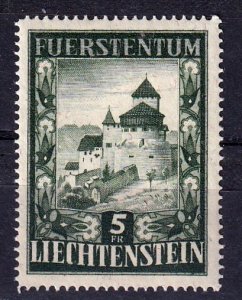 Liechtenstein 1952 -  5fr Vaduz Castle, Perfect,  M-XF-NH # 264
