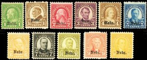 669-79, Mint NH/LH Complete Set Of Nebrs Ovpt Stamps CV $418. ** Stuart Katz