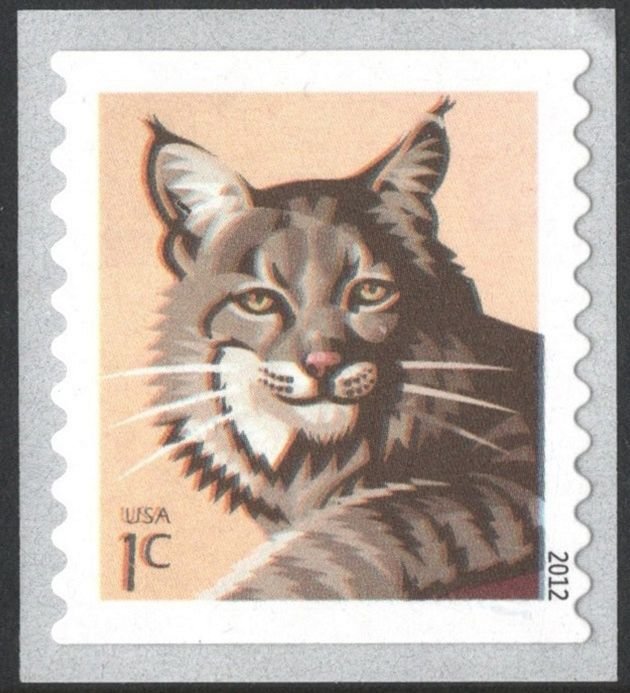 SC#4672 1¢ Bobcat Coil Single (2012) SA