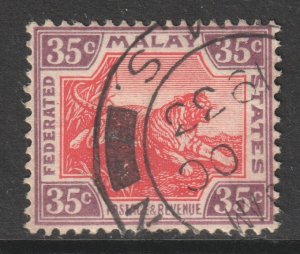 Malaya FMS Federated States Scott 70 - SG73, 1922 Leaping Tiger 35c Purple used