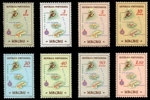 Macao #383-390 Cat$62.50, 1956 Map of the Colony, set of eight, never hinged