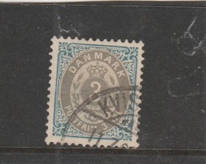 Denmark  Scott#  25  Used  (1875 Numeral of Value)