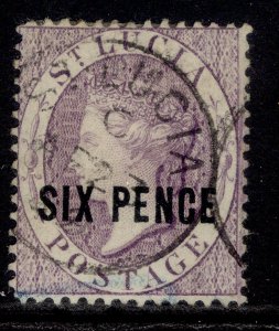 ST. LUCIA QV SG28, 6d violet, FINE USED. Cat £50. CDS 