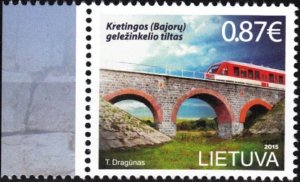 LITHUANIA 2015 Transport: Railway Bridge, Train, MNH