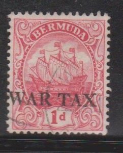 BERMUDA Scott # MR1 Used - Sailing Ship - Caravel - War Tax Overprint