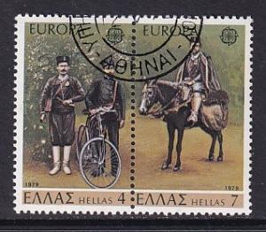 Greece  #1293a-1294a  cancelled 1979   Europa  history postal services  mailmen