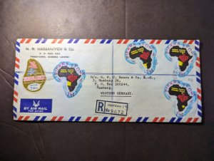 1969 Registered Sierra Leone Airmail Cover Freetown to Hamburg West Germany