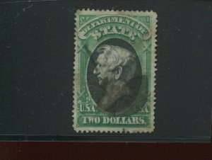 O68 State Dept $2 Official Used  Stamp with APS Cert (APEX BZ 23)