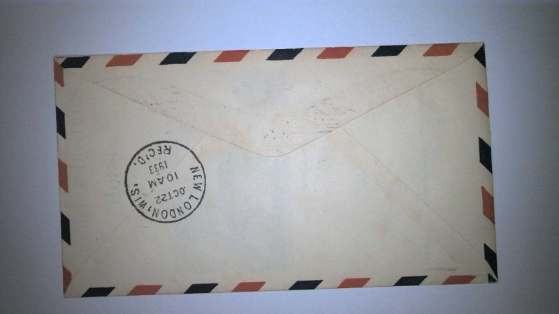 US FIRST FLIGHT COVER: 1933 DICKINSON ND