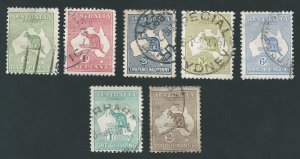 AUSTRALIA 1913 KANGAROO RANGE TO 2/- 1ST WMK