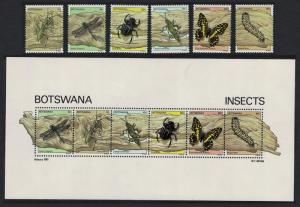 Botswana Butterflies Dragonfly Beetles Insects 6v+MS SG#479-MS485
