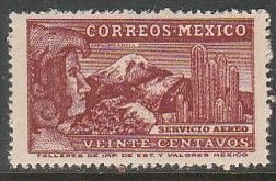 MEXICO C132, 20¢ EAGLEMAN. MINT, NEVER HINGED SINGLE F-VF.