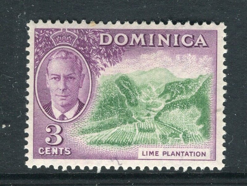 DOMINICA; 1951 early GVI Pictorial issue Mint hinged shade of 3c. value