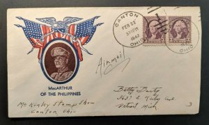 1942 Canton Ohio Detroit Michigan America Will Win WWII Airmail Patriotic Cover