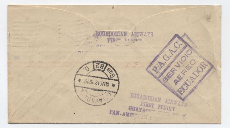 1929 Canal Zone to Ecuador cacheted flight cover C1, U9 [y8668]